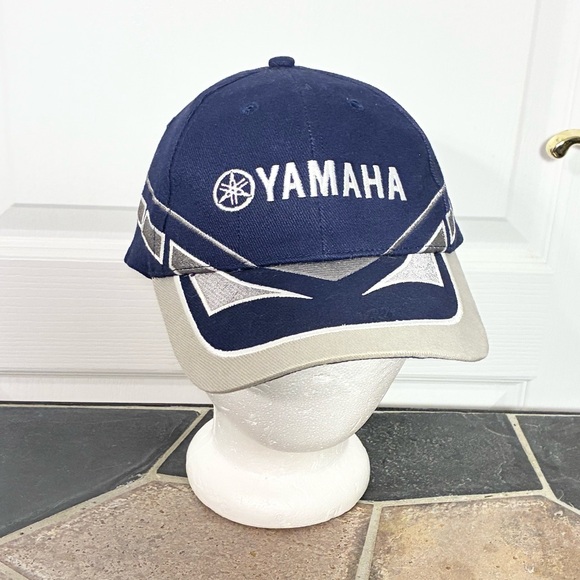 NEW Y2K Yamaha Racing Team Embroidered Adjustable Hat Cap Vintage Navy Silver